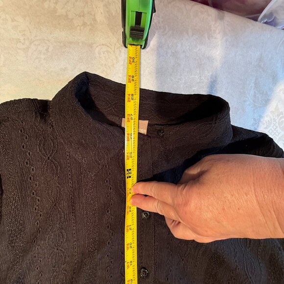 Chico’s Black Textured Button Front Blouse – Size 2 - NWT - Picture 12 of 12